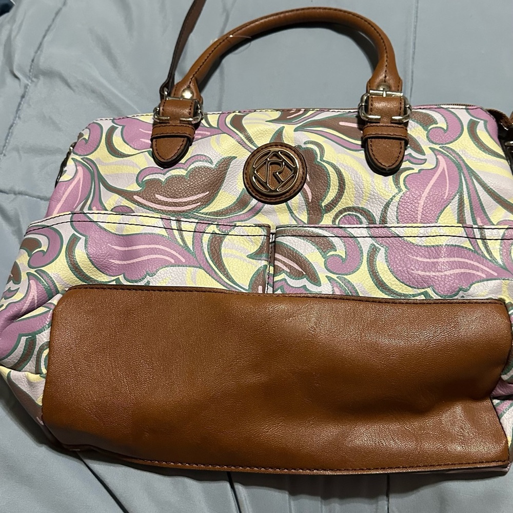 Relic Brown and Pink Tote Bag with Structured Design